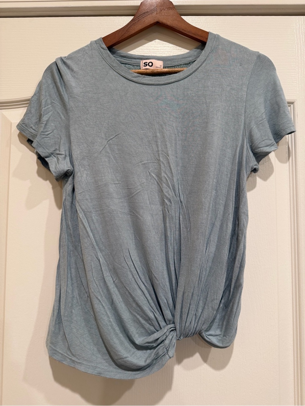 SO Pale Blue Short-Sleeve Knot Hem Tee